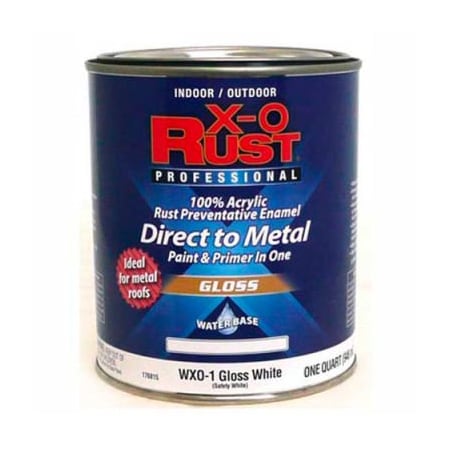 X-O Rust Anti-Rust Enamel, Gloss Finish, Safety White, Quart -